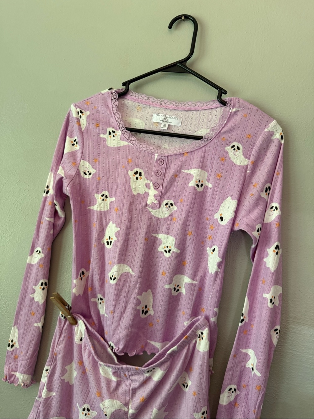 Grayson Threads Lavender Ghost Print Long Sleeve Pajama Set